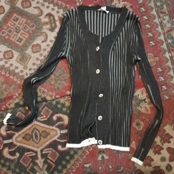 Rio & Rian black and white ribbed cardigan - Picture 2 of 2